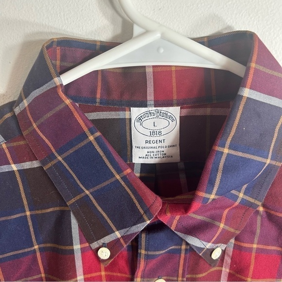 Brooks Brothers Regent Plaid Button Down Shirt Large Red Blue Men’s - Picture 2 of 8